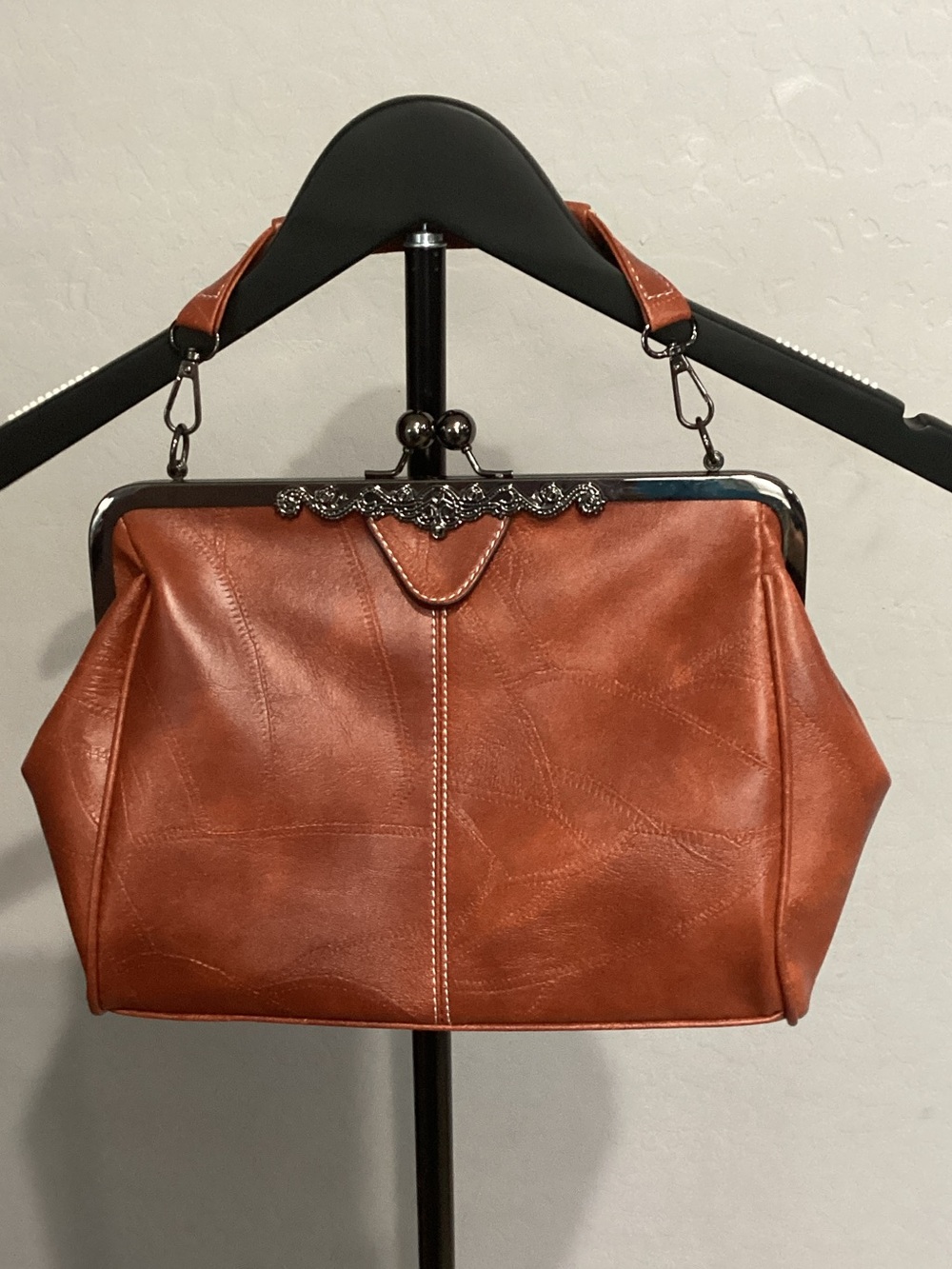 Classic Brown Frame-Top Women's Handbag